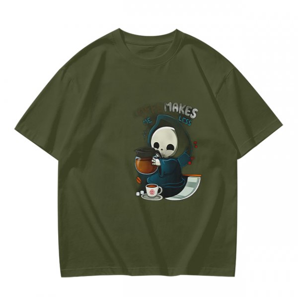 Cute Grim Reaper Coffee Lover Graphic T-Shirt