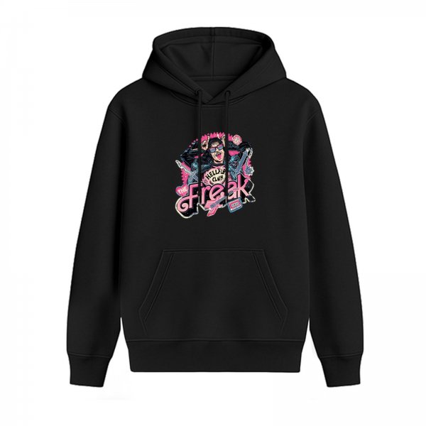 Black hoodie with 'The Freak' graphic print design