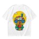 Olive T-Shirt with Trippy Mushroom House Graphic Design
