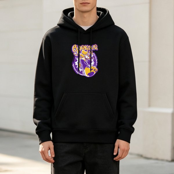 Black Graphic Hoodie With Playful Dog 'Barkour' Print