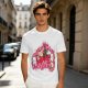 Olive green t-shirt with cute cats and love hearts graphic