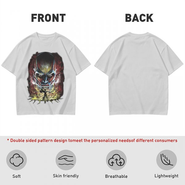 Olive T-shirt with Attack on Titan Colossal Titan Graphic Print
