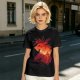 Olive T-Shirt With Fiery Lion Creature Graphic Print
