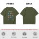 Olive Green T-Shirt With Fantasy Character Icons Print