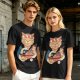 Olive T-Shirt with Japanese Ramen Chef Cat Graphic