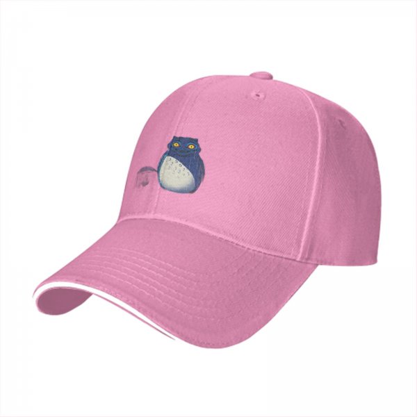 Black Baseball Cap With Blue Totoro Inspired Graphic Print