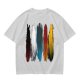 Olive Green T-Shirt With Vertical Colorful Brushstroke Figure Art