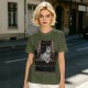 Olive Green T-Shirt With Cat In Armchair Graphic Print
