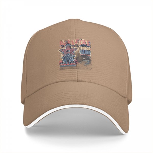 Black baseball cap with Hellfire Tiki Club graphic print