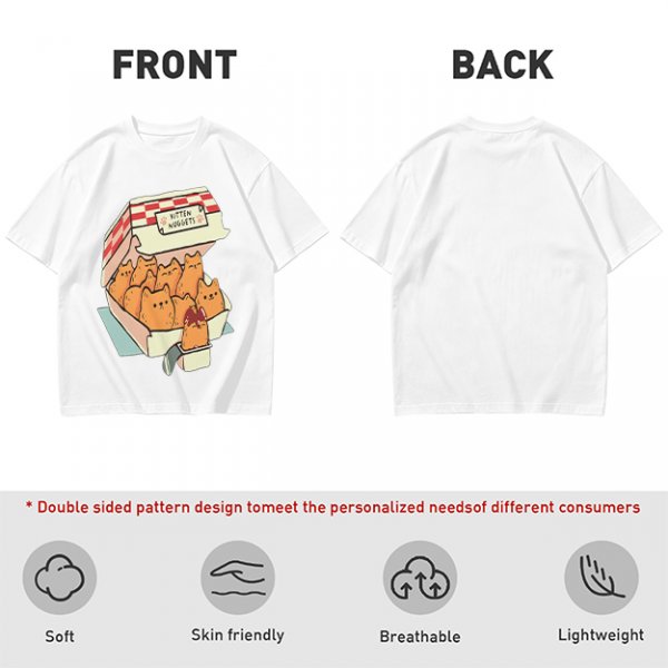 Olive T-Shirt With Kitten Nuggets Fried Chicken Box Graphic