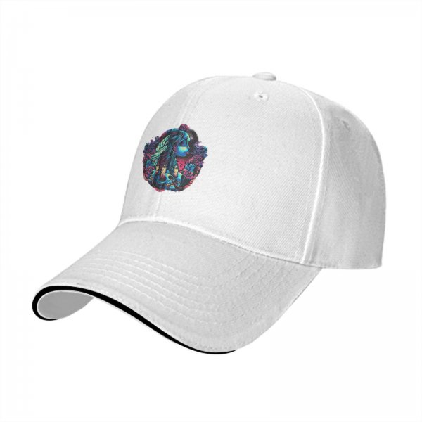 Black Baseball Cap With Colorful Gothic Artwork Print