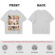 Olive T-Shirt with 9 Grid Cute Cat Illustrations Print
