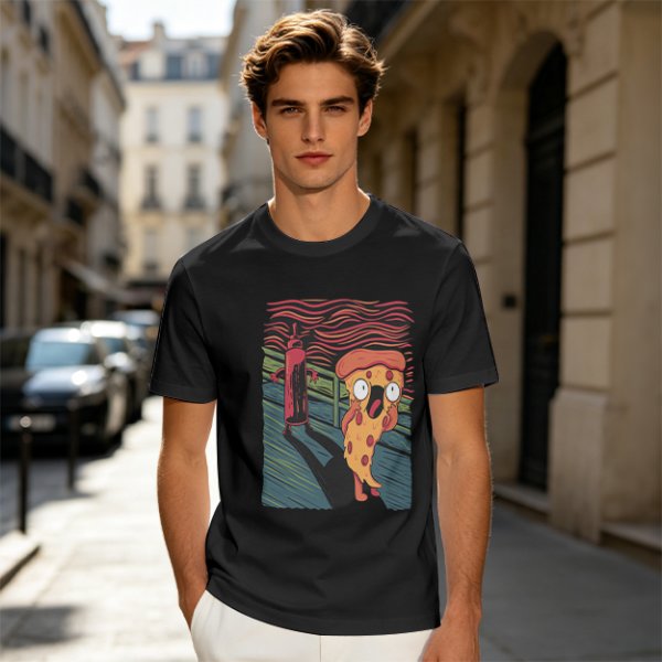 Olive T-Shirt With Funny Pizza Slice Scream Art Print