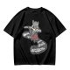 Olive graphic tee with raccoon driving car and 'Way to make bad decisions' text