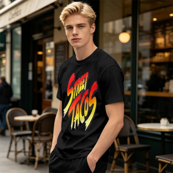 Olive Green T-Shirt With Street Tacos Gradient Graphic Print