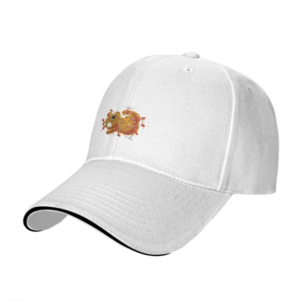 Black Baseball Cap With Tangled Christmas Squirrel Artwork