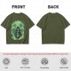 Olive T-Shirt With Skeleton Gentleman And Green Flames Art