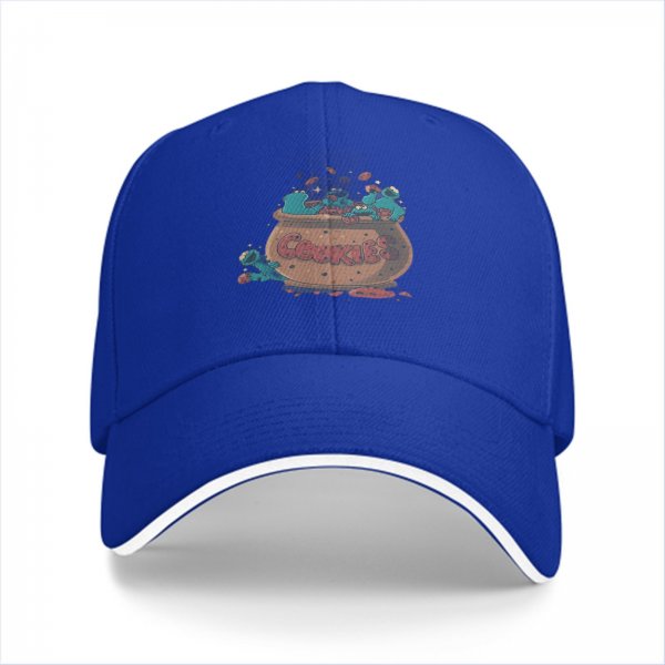 Black baseball cap with cookie monster and cookie jar graphic