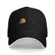 Black baseball cap with a cartoon flying burger graphic