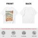 Olive t-shirt with ukiyo-e style ramen cat and Mount Fuji print