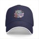 Black Baseball Cap With Whimsical Blue Cat Art Print