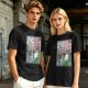 Olive T-shirt with Totoro cherry blossom Japanese woodblock print