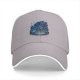 Black baseball cap with blue fantasy character explosion graphic
