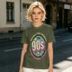 Olive green graphic t-shirt with 90s nostalgic print