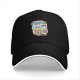 Black baseball cap with kawaii skull bubble tea graphic print