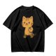Olive T-Shirt With Cute Orange Tabby Cat Graphic