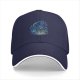 Black baseball cap with blue fantasy character explosion graphic
