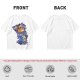Olive green t-shirt with cartoon characters in cosplay graphic