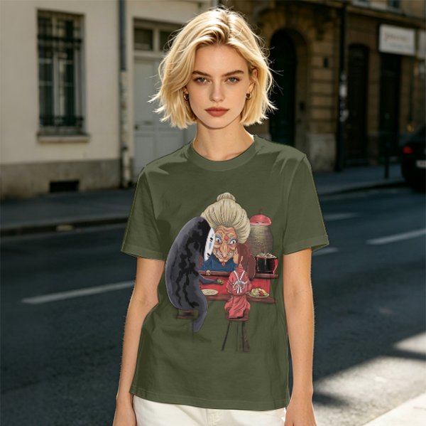 Spirited Away Characters Printed Olive T-Shirt