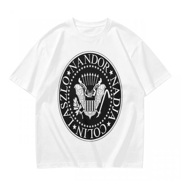 Olive T-Shirt with Vampire Roommates Names Presidential Seal Print