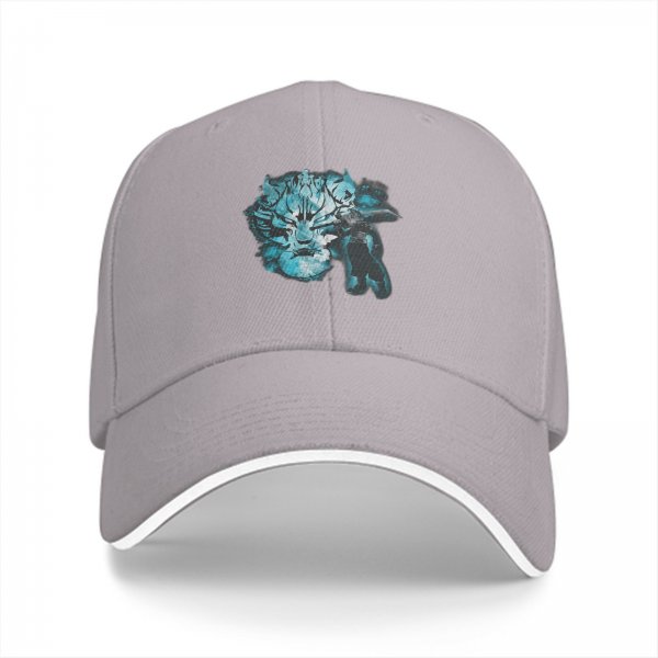 Black Baseball Cap With Blue Mythical Beast Graphic Print