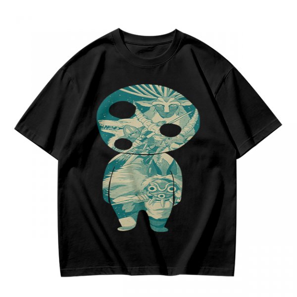Olive T-Shirt With Fantasy Forest Spirit Graphic Print