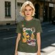 Olive t-shirt with Choco-Bo's cereal graphic featuring a yellow bird