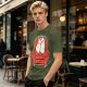 Olive T-Shirt with Cute Ghosts on Red Armchair Graphic