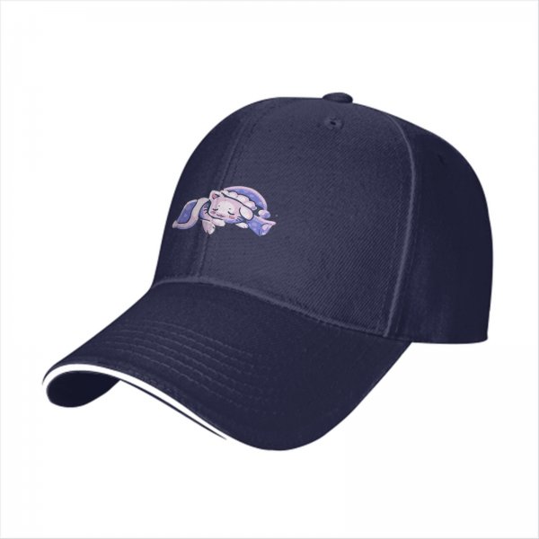 Black baseball cap with a sleeping cute cat graphic