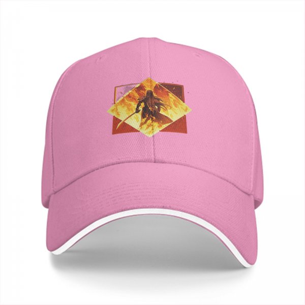 Black Baseball Cap With Fiery Warrior Silhouette Graphic