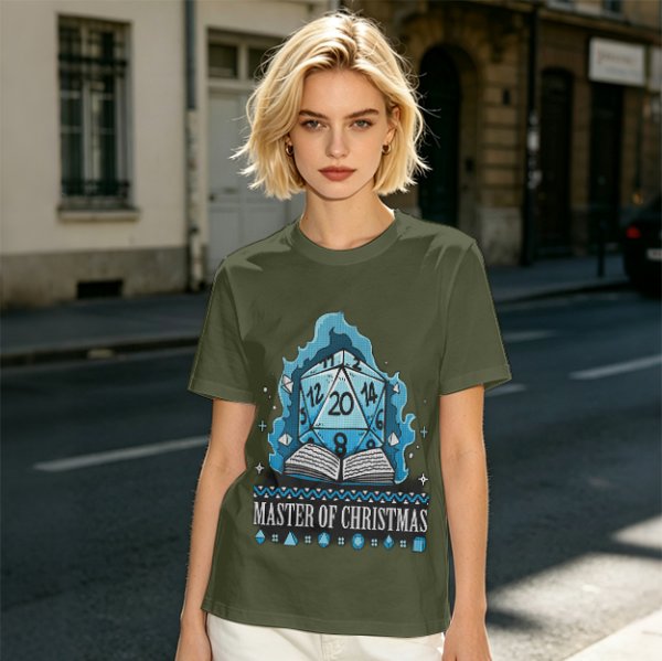 Master of Christmas D20 Dice T-Shirt for RPG Fans