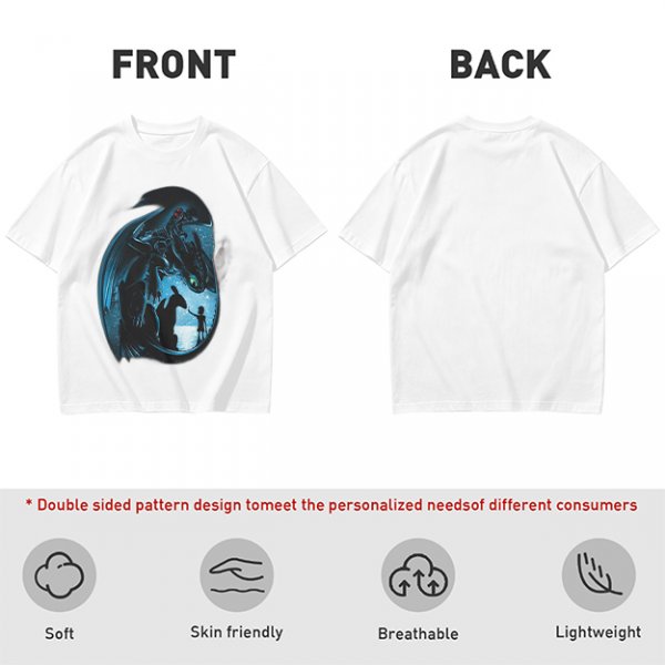 Olive T-shirt with How to Train Your Dragon Toothless and Hiccup Art