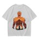 Olive T-Shirt With Giant Fire Warrior Silhouette And Small Knight Print