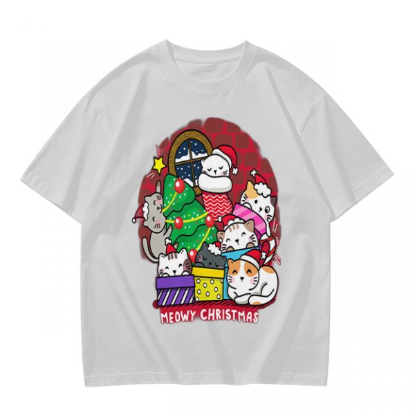 Meowy Christmas Cat Holiday Graphic T-Shirt