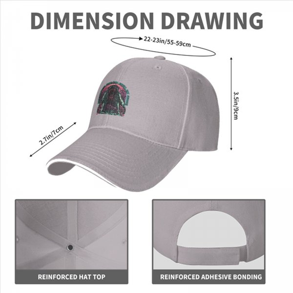 Black Baseball Cap with Dark Psychedelic Monster Graphic Print