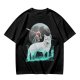 Olive T-Shirt With Wolf Warrior And Moon Forest Art Print