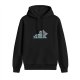 Black Hoodie with Cute Yawning Gray Cat Graphic