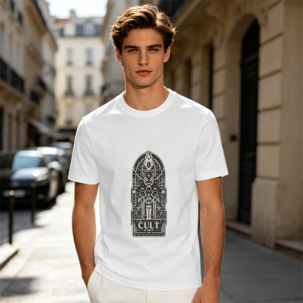 Olive Graphic T-Shirt With Cult Occult Art Print