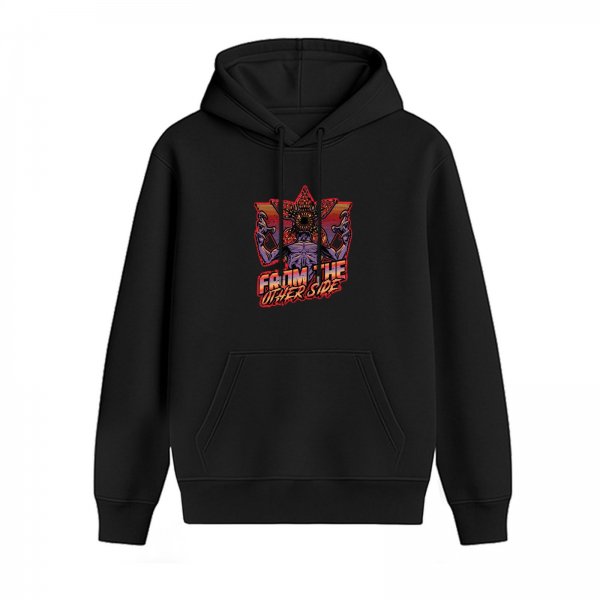 Black hoodie with 'From The Other Side' monster graphic print