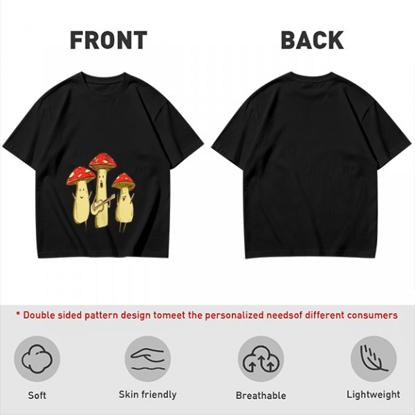 Olive T-Shirt with Singing Mushroom Band Graphic